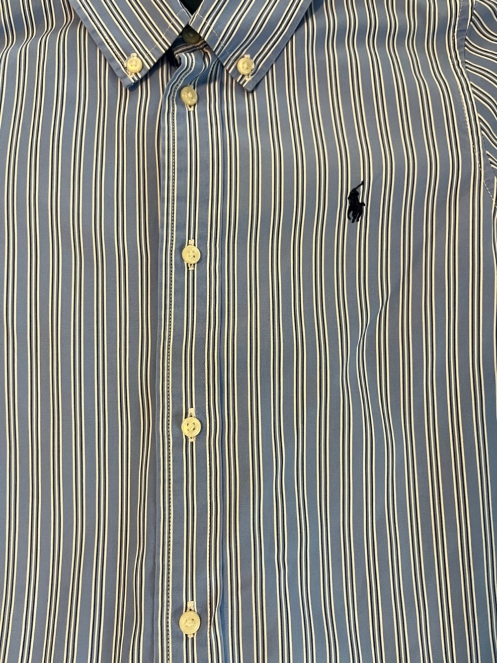Ralph Lauren Boys Blue & White Striped Button-Down Shirt - Picture 2 of 2